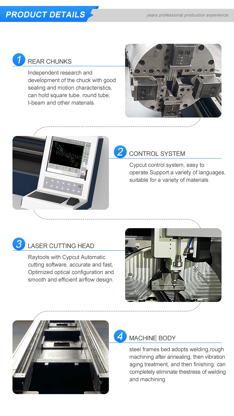 Tube Laser Cutting Machines Tube 1000W 2000W 3000W 6m Steel CNC Metal Tube Pipe Fiber Laser Cutting Machineslaser Type Fiber Laser